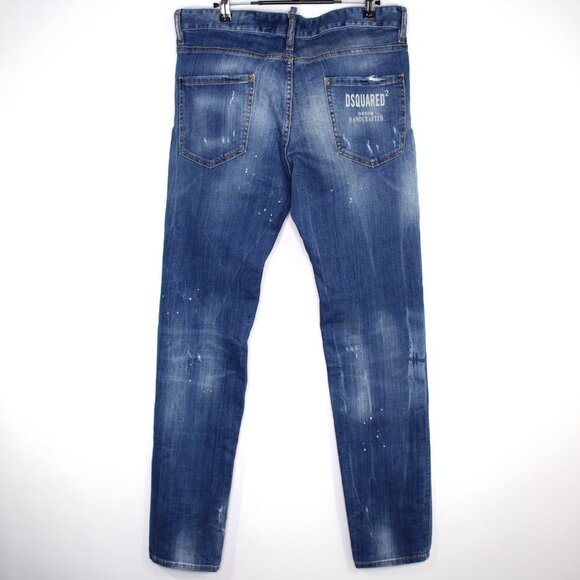 Dsquared2 Mens 34 x 33 Cool Guy Distressed Paint Splatter Skinny